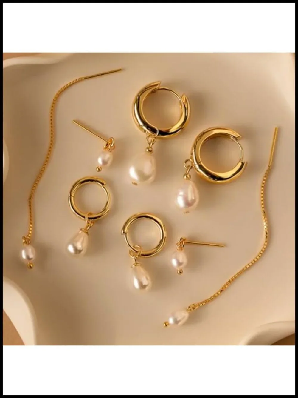 Gold Plated Freshwater Pearl Drop Dangle Earrings Hypoallergenic Women's Bridal